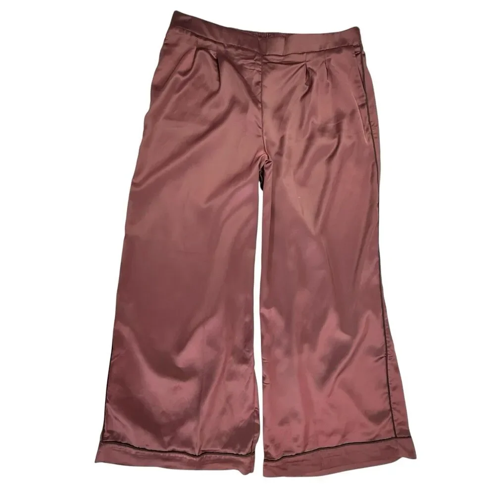 NEW Torrid Wide Leg Satin Pants 2T Burgundy Pleated High Rise Holiday Cocktail